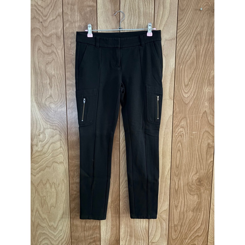 Ann Taylor Black‎ Cargo Pants Womens 2P Petite Zipper Pockets Slim Leg Stretch